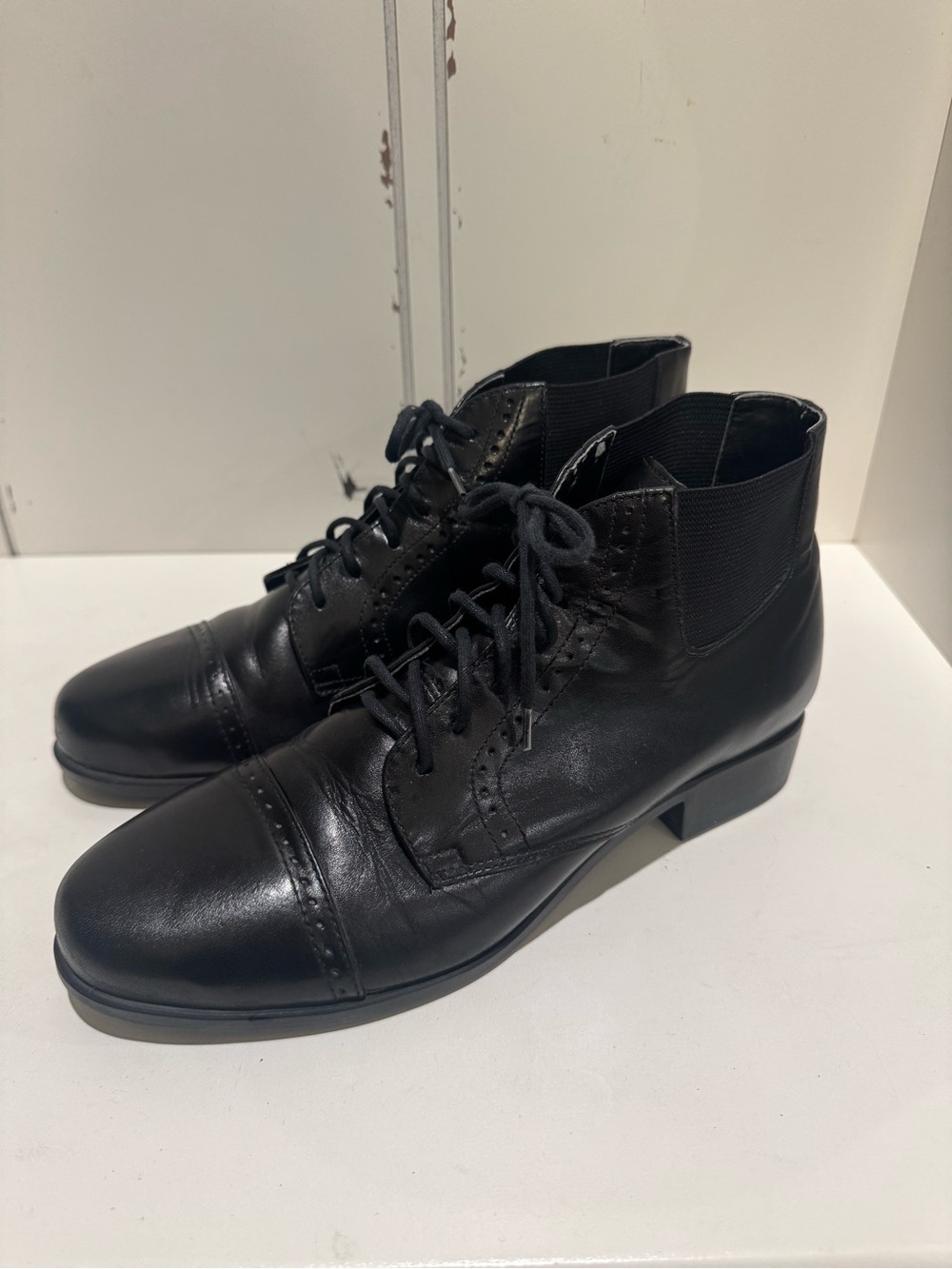 Vintage Ariat Heritage Black Leather Lace Paddock Boots Womens 8M Brazil Y2K